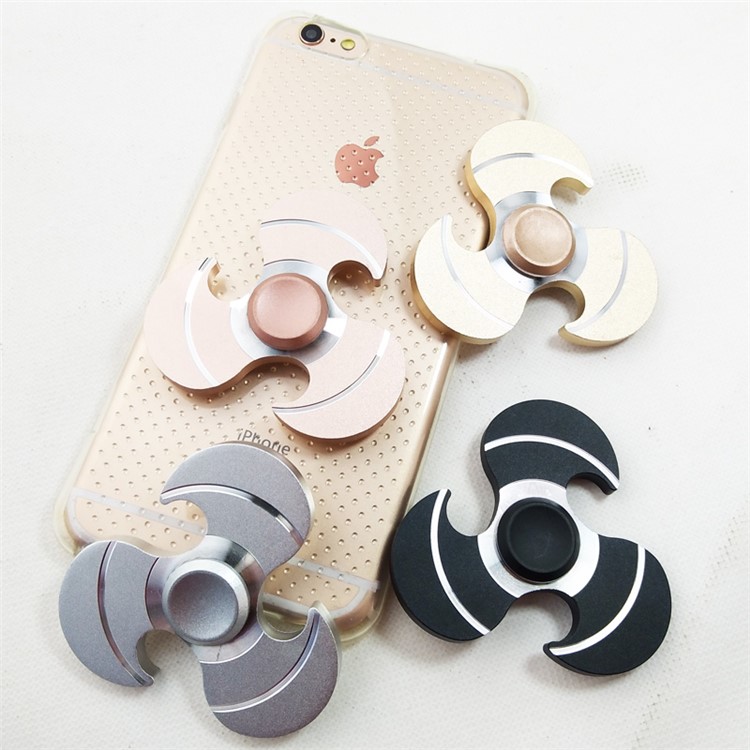 Hot Wheels Shape Aluminum Alloy Tri-Spinner Fidget Spinner Hand Finger Toy - Black-5