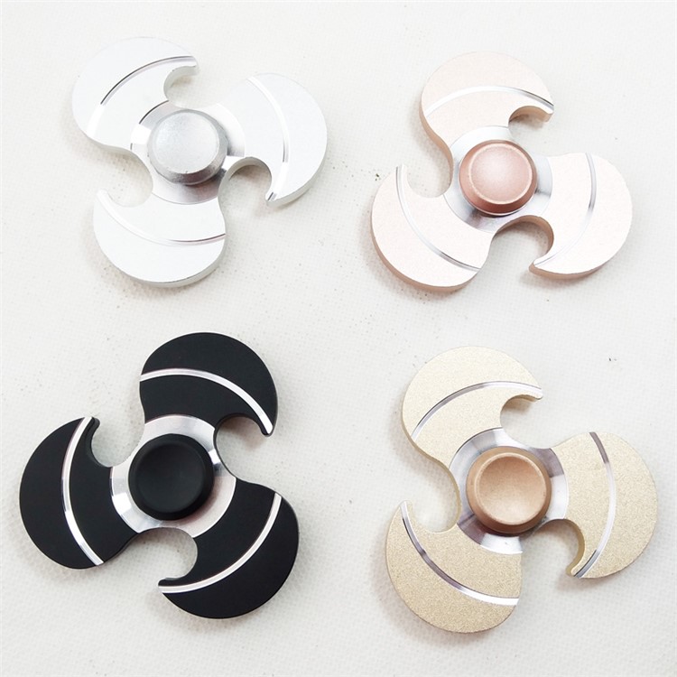 Hot Wheels Shape Aluminum Alloy Tri-Spinner Fidget Spinner Hand Finger Toy - Black-7