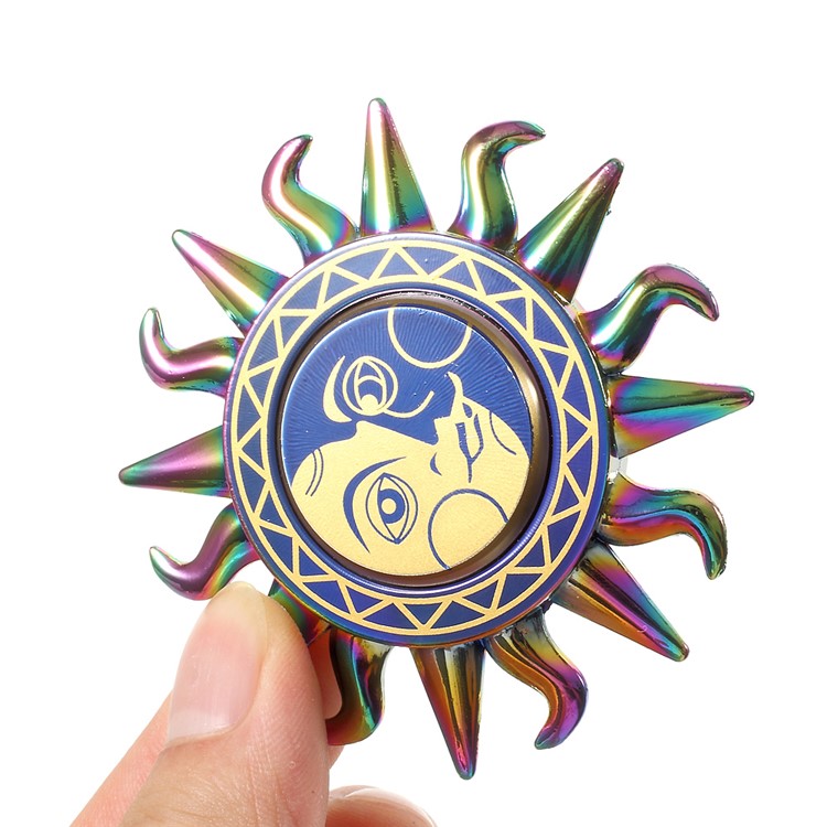 Sun God Design Round Fidget Spinner Fingertip Focus Gyro for Kids and Adults - Multi-color-6