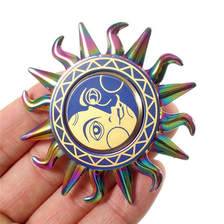 Sun God Design Round Fidget Spinner Fingertip Focus Gyro for Kids and Adults - Multi-color-7