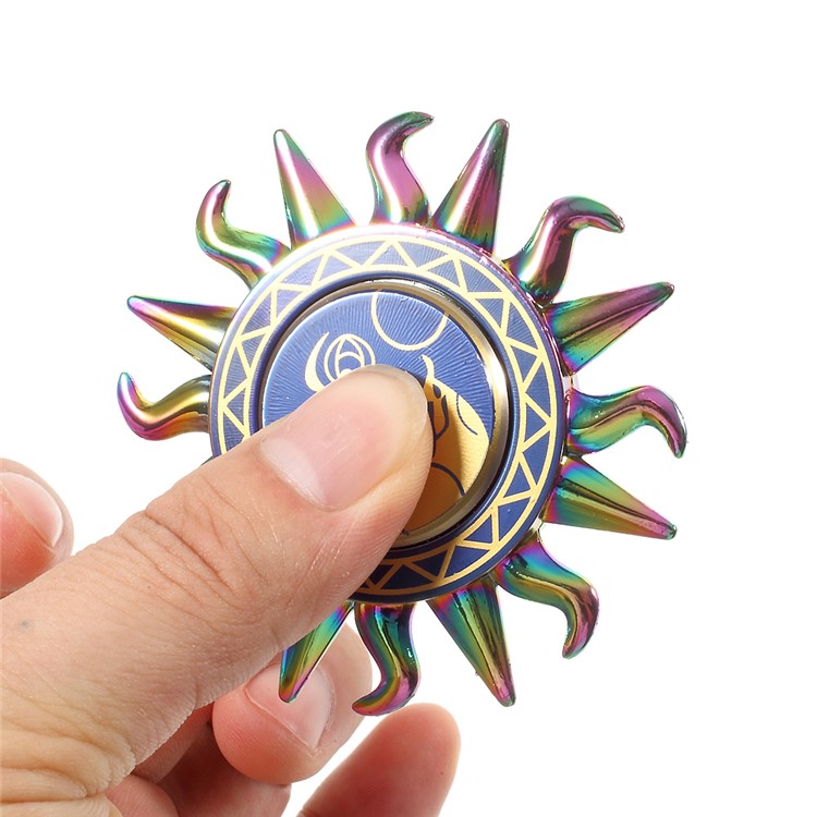 Sun God Design Round Fidget Spinner Fingertip Focus Gyro for Kids and Adults - Multi-color-8