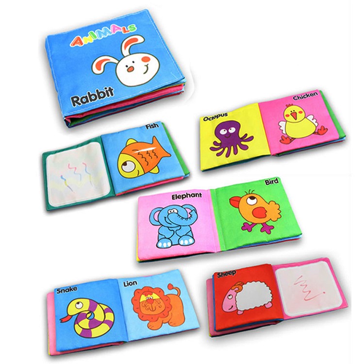 Early Learning Book Toddler Educational Fabric Book Soft Cloth Book for Learning Animals-1
