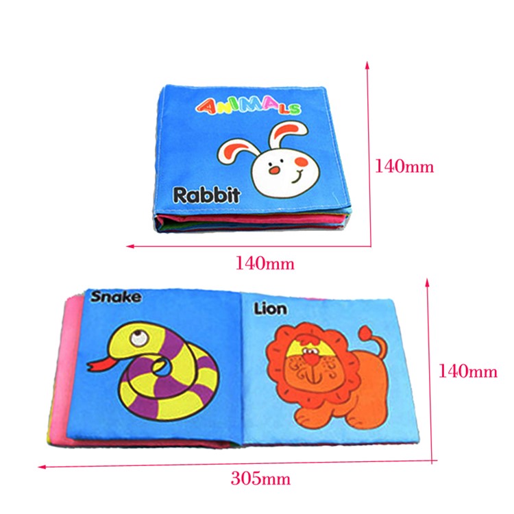 Early Learning Book Toddler Educational Fabric Book Soft Cloth Book for Learning Animals-5