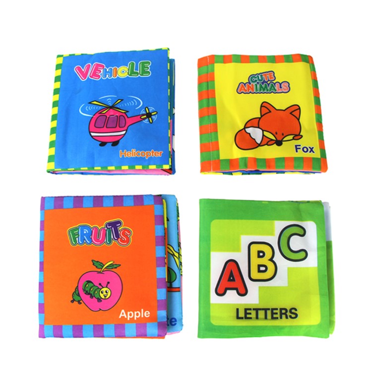 COOLPLAY 4 Pieces Baby's First Fabric Book Soft Cloth Book Tear-resistant Educational Toy-14