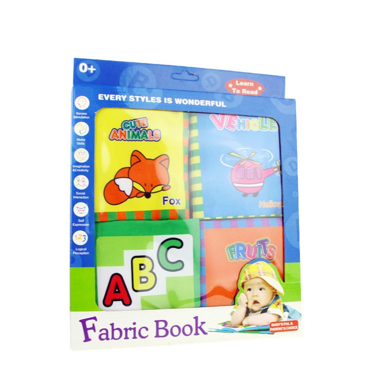 COOLPLAY 4 Pieces Baby's First Fabric Book Soft Cloth Book Tear-resistant Educational Toy-16