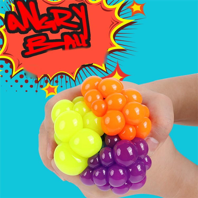 Stress Relief Squeezing Soft Rubber Vent Grape Ball Hand Toy - Red-3