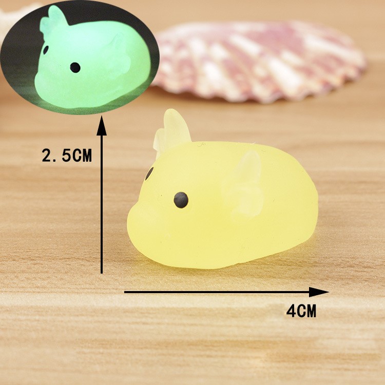 Noctilucent Cartoon Animal Soft Silicone Squishy Toy Fidget Hand Squeeze Pinch Toy - Cow-1