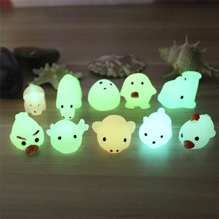 Noctilucent Cartoon Animal Soft Silicone Squishy Toy Fidget Hand Squeeze Pinch Toy - Cow-3