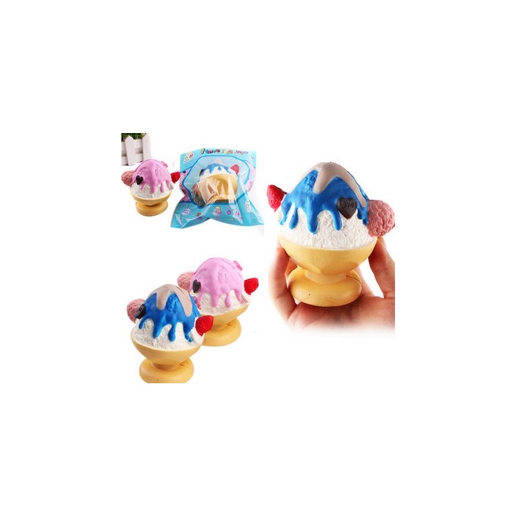 PU Stress Relief Strawberry Ice Cream Reduced Pressure Squishy Toy - Pink-2