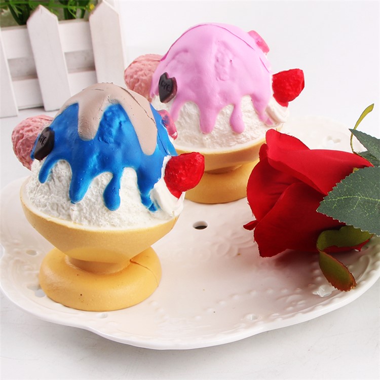 PU Stress Relief Strawberry Ice Cream Reduced Pressure Squishy Toy - Pink-3