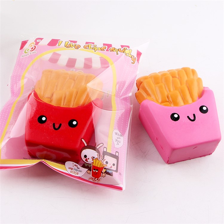 French Fries Elastic PU Stress Relief Reduced Pressure Squishy Toy - Pink-3
