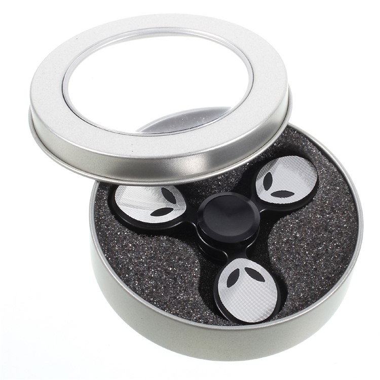 Ghost Pattern Tri-spinner Fidget Spinner Fingertip Focus Gyro for Kids and Adults - Black-12