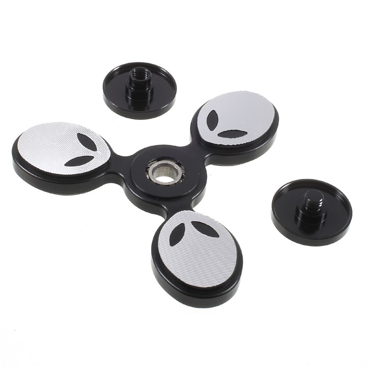 Ghost Pattern Tri-spinner Fidget Spinner Fingertip Focus Gyro for Kids and Adults - Black-5
