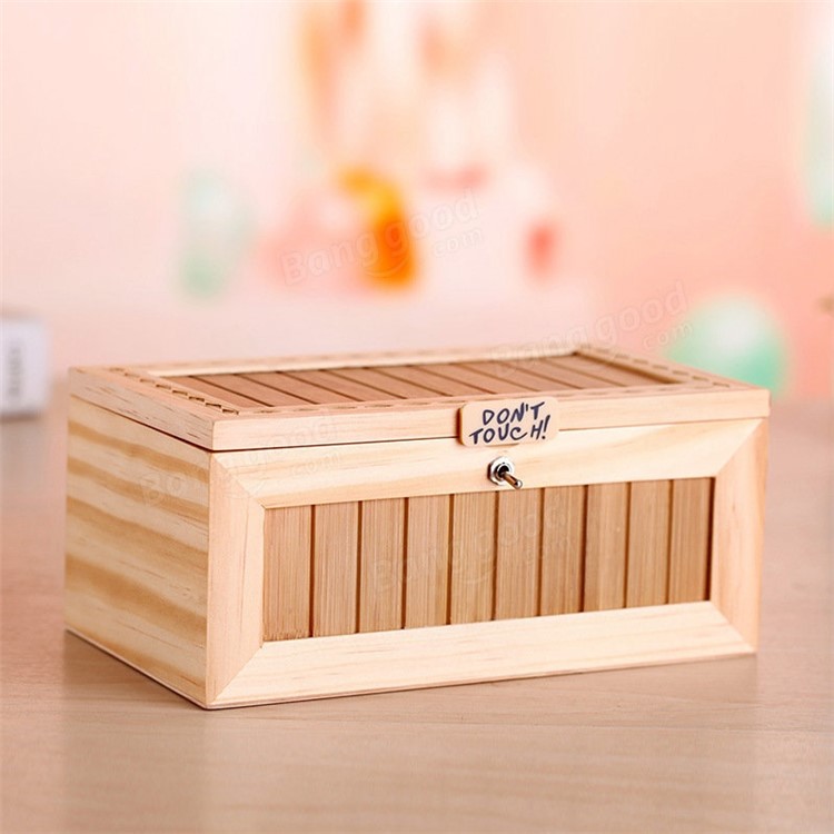 Creative No toque la caja inútil Caja de madera única Cute Tiger Sorpresas más divertido juguete-5