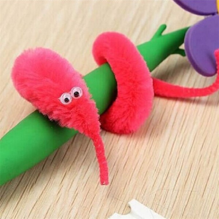 8 Pcs Magic Trick Twisty Plush Fuzzy Worm Cartoon Animals Kids Toys-4