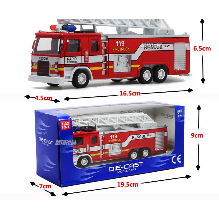 1:32 Full Scale Electric Fire Truck Toy Pull-back Vehicle with Stunning Lights and Music-2
