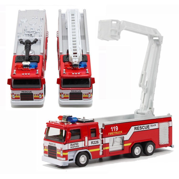 1:32 Full Scale Electric Fire Truck Toy Pull-back Vehicle with Stunning Lights and Music-3