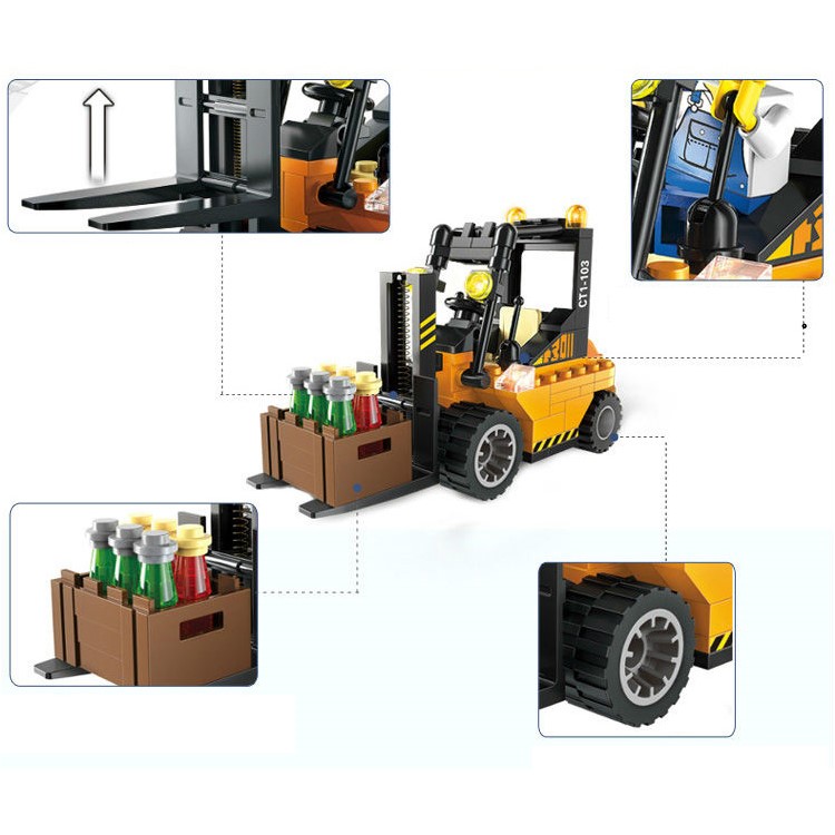 115Pcs/Set DIY Forklift Car Truck Construction Mini Educational Building Blocks Toys-7