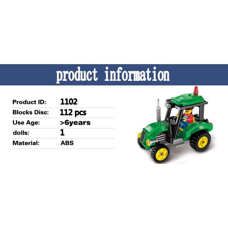 112Pcs/Set DIY Engineering Tractor Mini Educational Building Blocks Toys-8