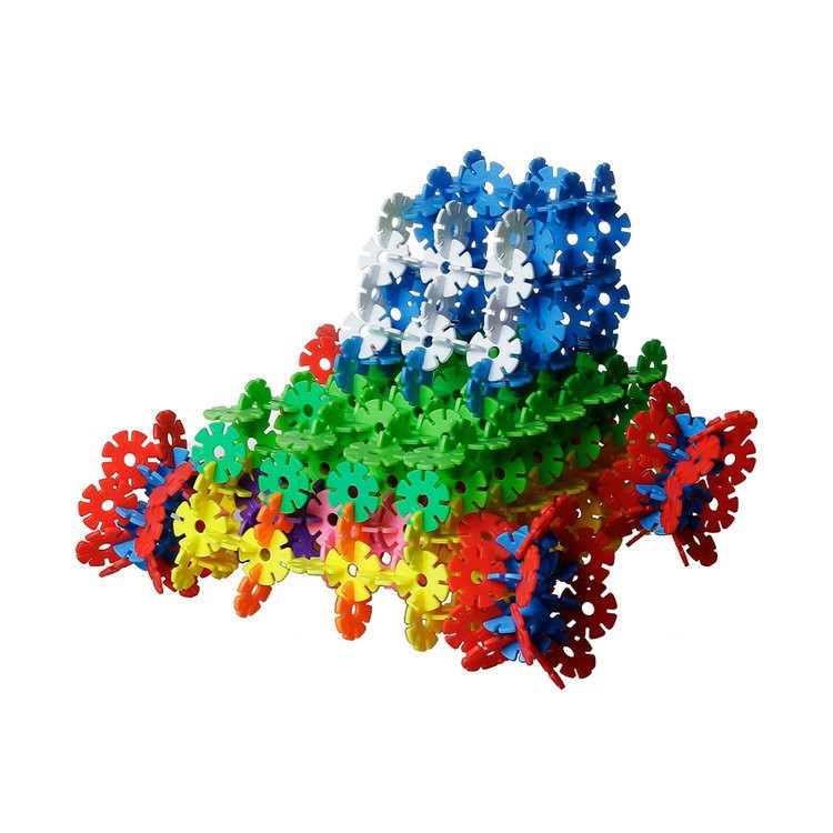 Kids Toy 400 Pcs 12 Vibrant Colors Snowflakes Connect Interlocking Plastic Disc Early Educational Building Toys Puzzle Blocks with Box-2