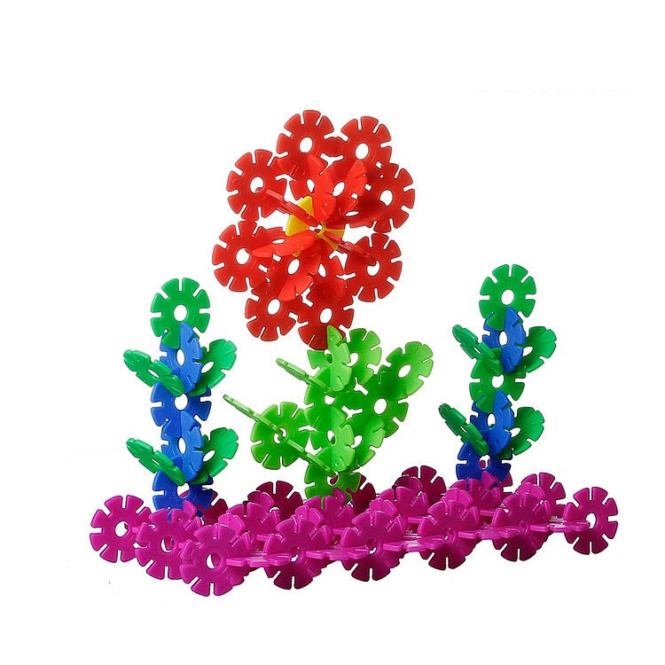 Kids Toy 400 Pcs 12 Vibrant Colors Snowflakes Connect Interlocking Plastic Disc Early Educational Building Toys Puzzle Blocks with Box-3