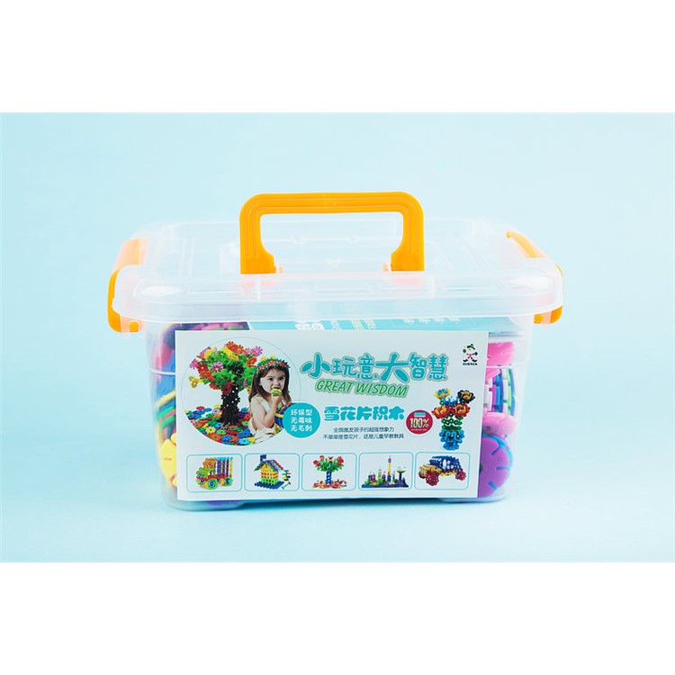 Kids Toy 400 Pcs 12 Vibrant Colors Snowflakes Connect Interlocking Plastic Disc Early Educational Building Toys Puzzle Blocks with Box-5