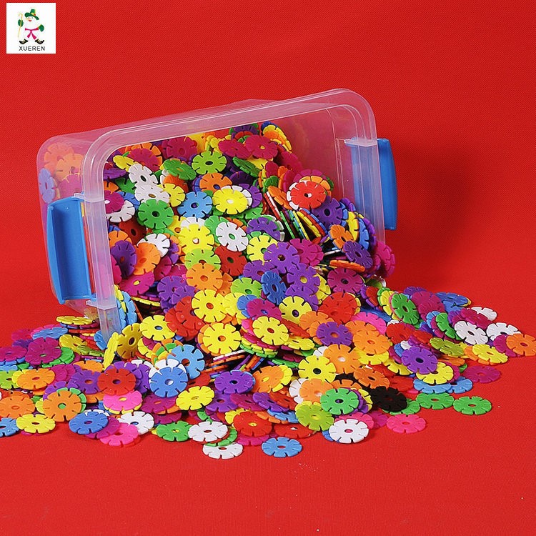Kids Toy 400 Pcs 12 Vibrant Colors Snowflakes Connect Interlocking Plastic Disc Early Educational Building Toys Puzzle Blocks with Box-8
