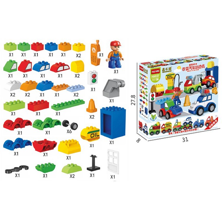 52pcs Creative Cars Variety of Car Story Big Size Building Blocks Bricks Baby Toy-10