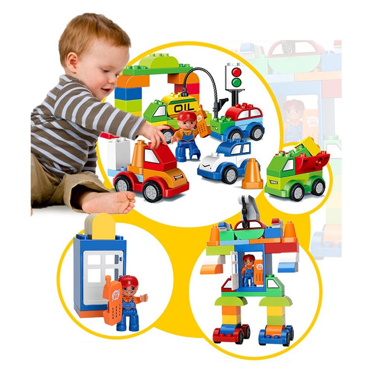 52pcs Creative Cars Variety of Car Story Big Size Building Blocks Bricks Baby Toy-11