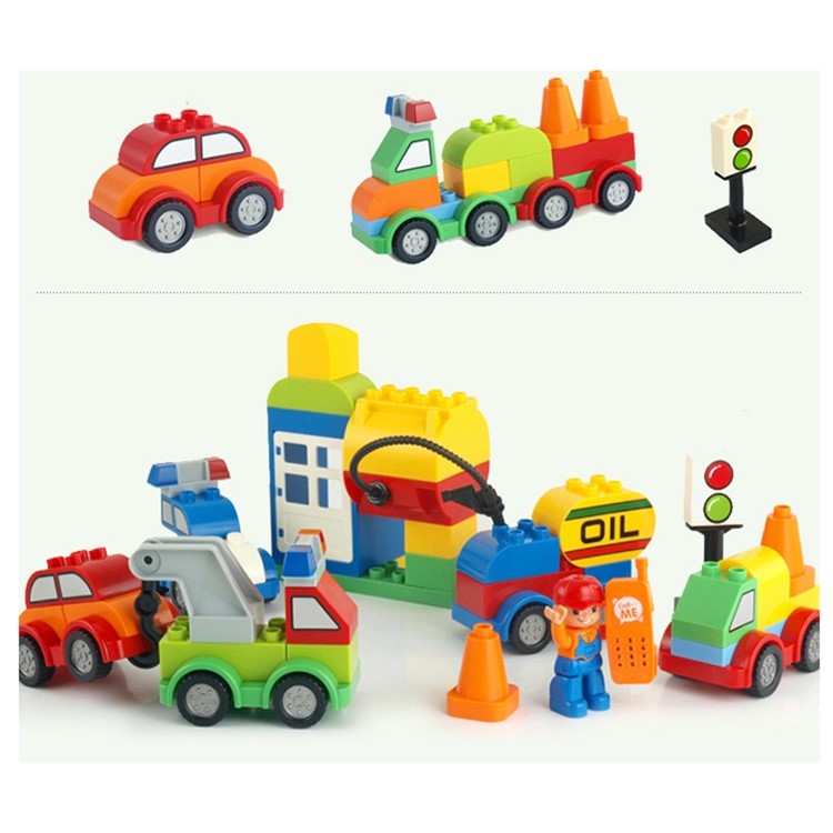 52pcs Creative Cars Variety of Car Story Big Size Building Blocks Bricks Baby Toy-8