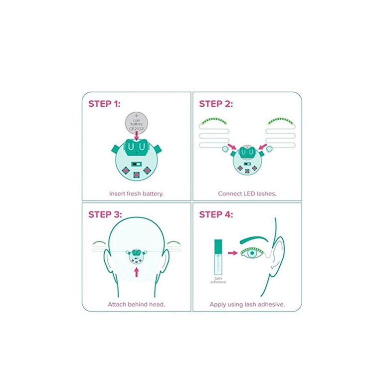Halloween LED Strips False Eyelash Stickers 3D LED Lashes Waterproof Eye Makeup Lights - White-3