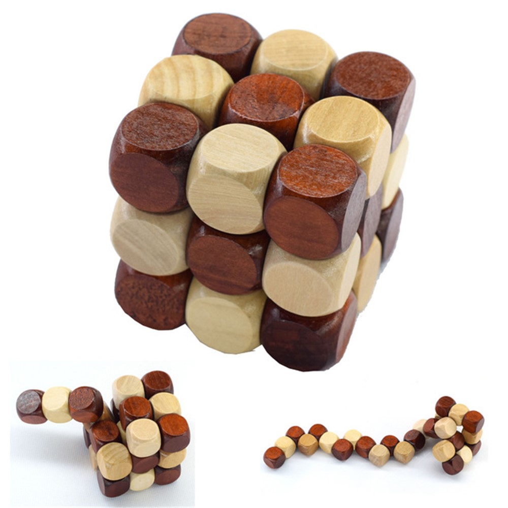3D Wooden Puzzle Toy Magic Cube Delicate Kongming Luban Lock Puzzle Toy-1