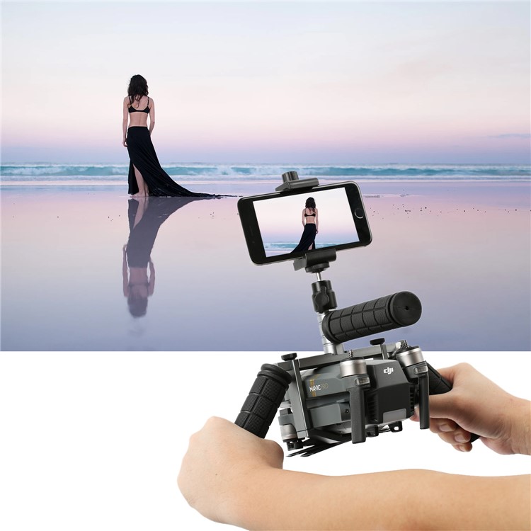 Cinema Tray Metal Dual Handheld Gimbal Camera Stabilizer Bracket Kit for DJI Mavic Pro - Grey-12