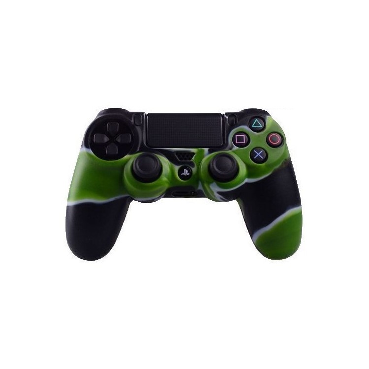 Handle Camouflage Silicone Cover For Sony PS4 - Black/Green-1