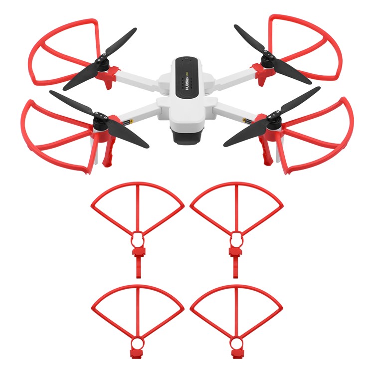 4PCS/Set Propeller Guard Protector + Extension Landing Gear Legs for Hubsan Zino H117S - Red-1