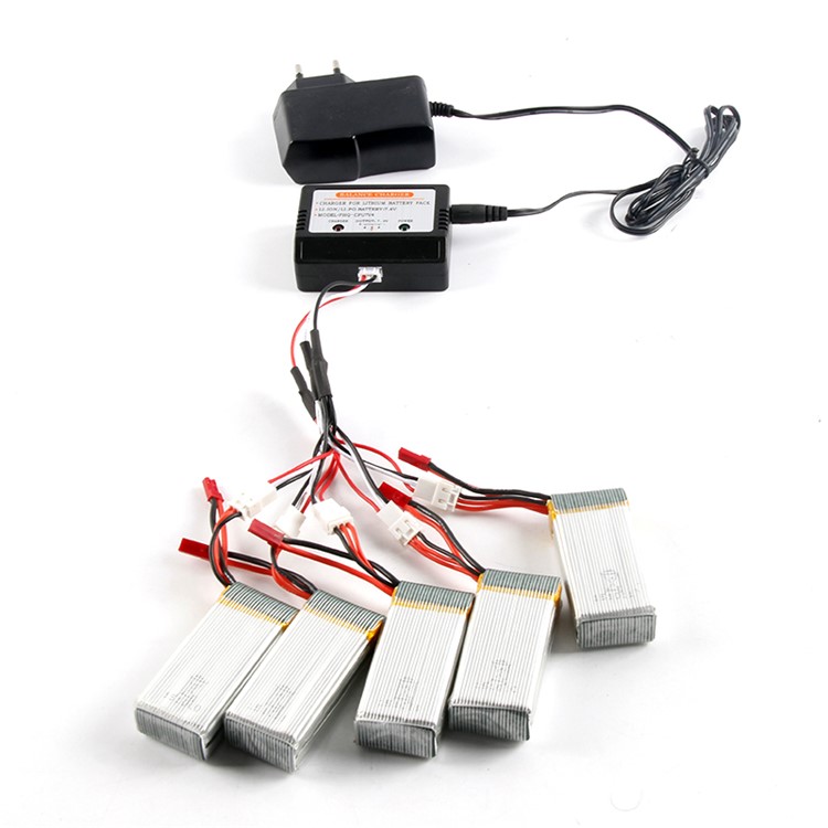 5pcs 1200mAh 7.4V Batterien + Aufladeeinheit eingestellt für MJX X101 RC Drone Quadcopter - EU Stecker-1