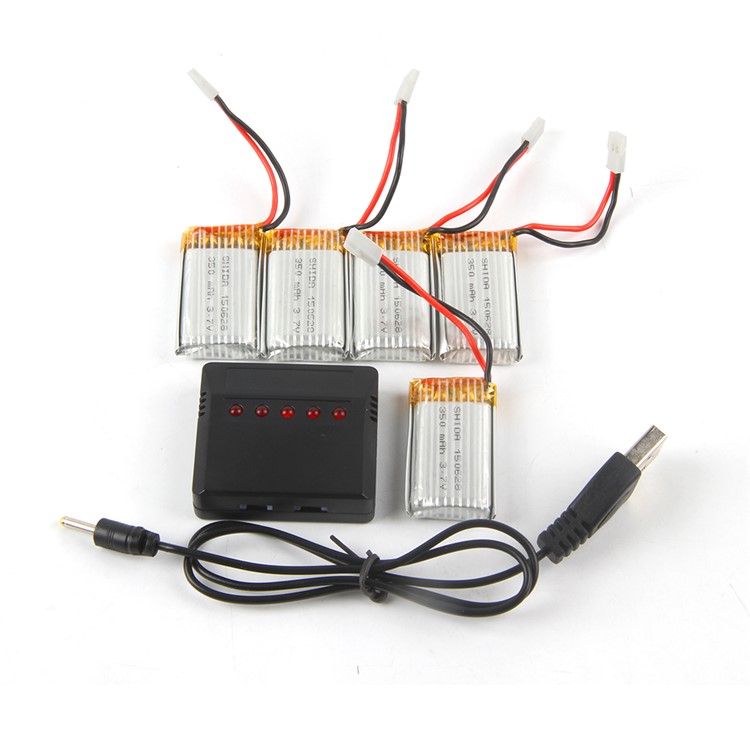 5pcs 350mAh 3.7V Batteries + Charger Set for F180/FY530/U830/U816/1306/H107/1505-1