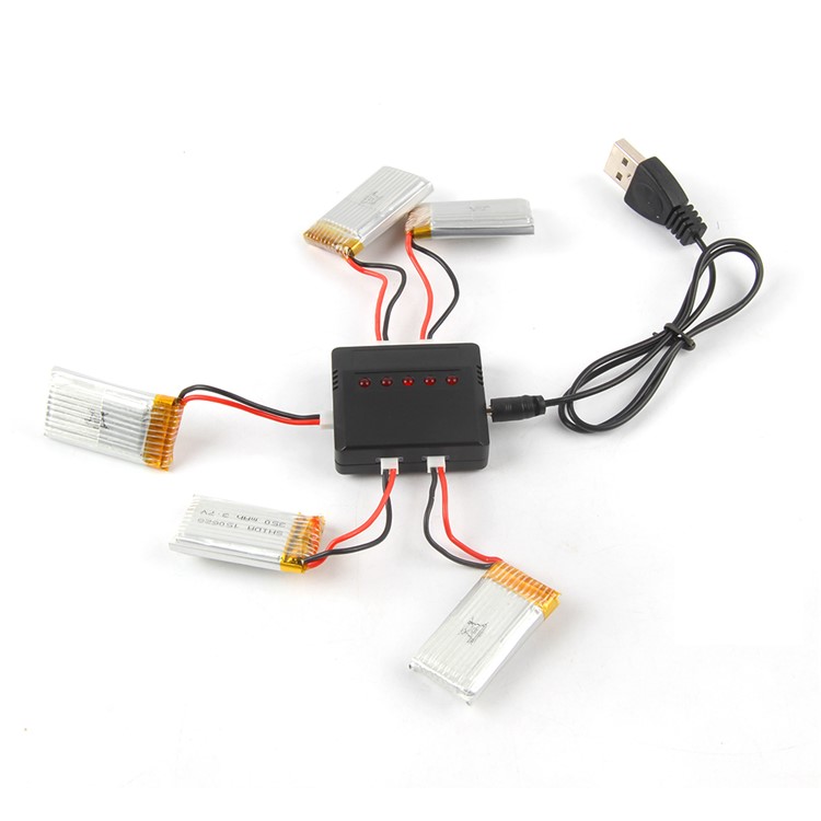 5pcs 350mAh 3.7V Batteries + Charger Set for F180/FY530/U830/U816/1306/H107/1505-4