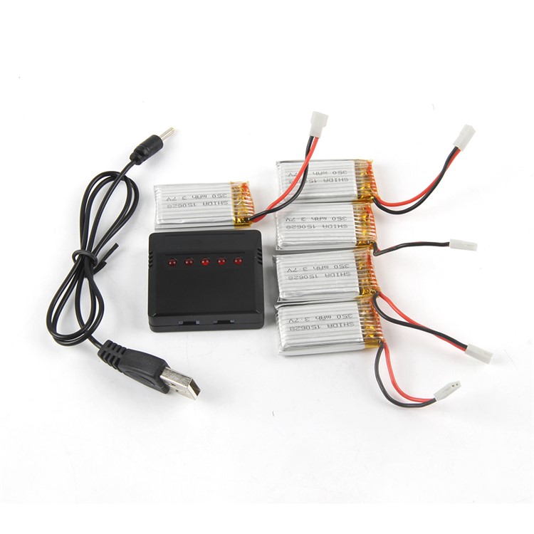 5pcs 350mAh 3.7V Batteries + Charger Set for F180/FY530/U830/U816/1306/H107/1505-5