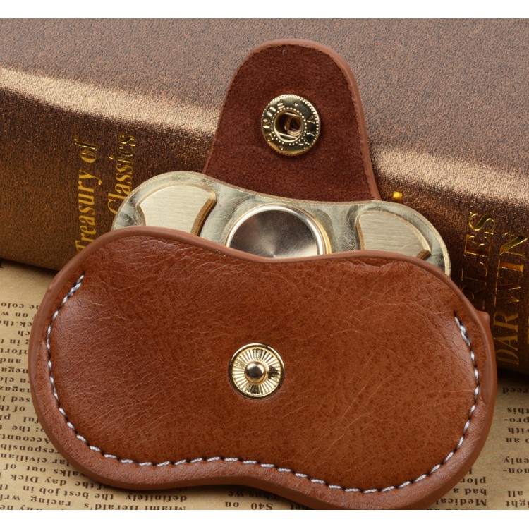 Fidget Spinner PU Leather Storage Bag Organizer EDC Fidget Spinner Pouch Holder - Brown-3
