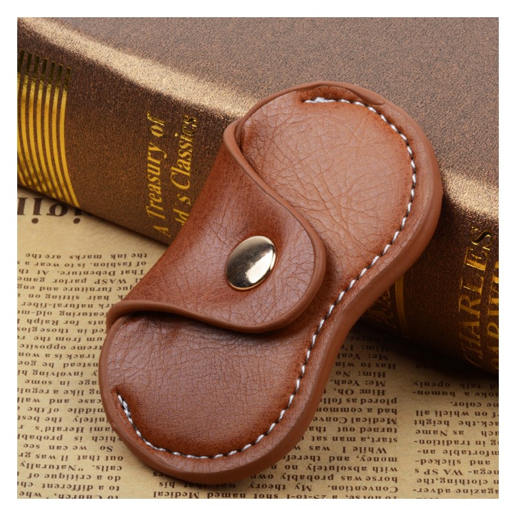 Fidget Spinner PU Leather Storage Bag Organizer EDC Fidget Spinner Pouch Holder - Brown-4