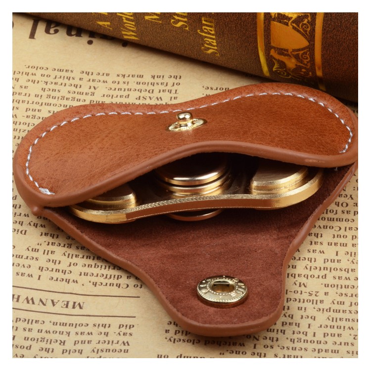 Fidget Spinner PU Leather Storage Bag Organizer EDC Fidget Spinner Pouch Holder - Brown-5