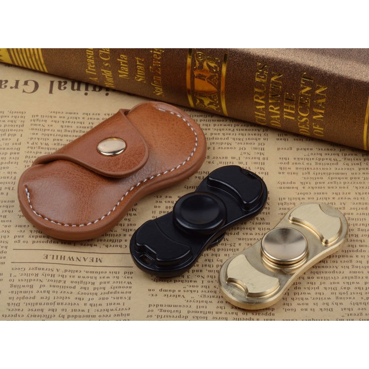 Fidget Spinner PU Leather Storage Bag Organizer EDC Fidget Spinner Pouch Holder - Brown-7