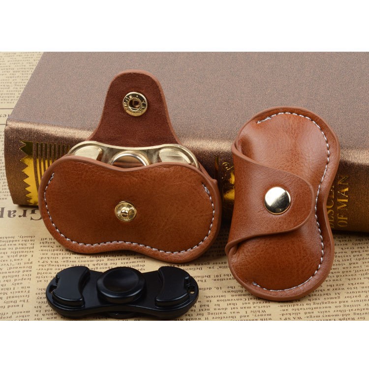 Fidget Spinner PU Leather Storage Bag Organizer EDC Fidget Spinner Pouch Holder - Brown-8