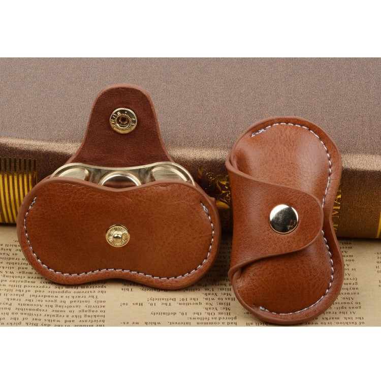 Fidget Spinner PU Leather Storage Bag Organizer EDC Fidget Spinner Pouch Holder - Brown-9