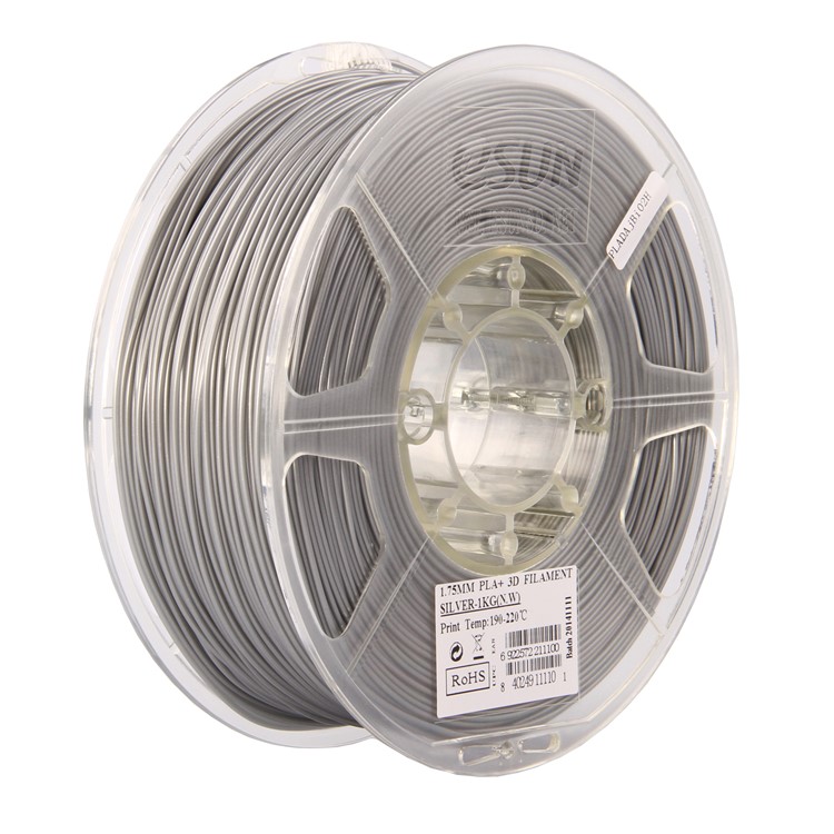 350M 1.75mm 3D Printer PLA+ Filament Printing Material - Silver Color-1