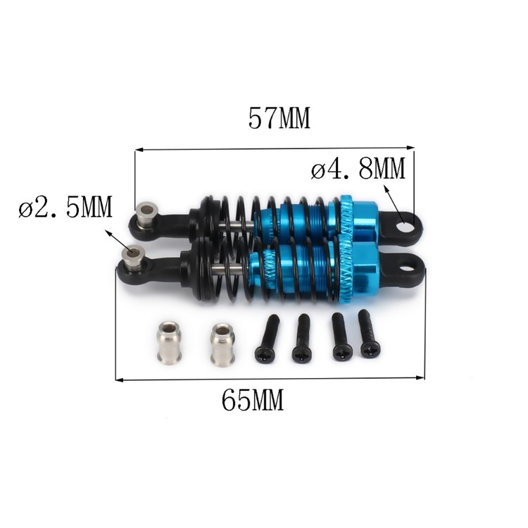 2Pcs/Set 65mm Aluminum Alloy Shock Absorbers RC Car Parts for WLTOYS A959-B RC Car - Blue-2