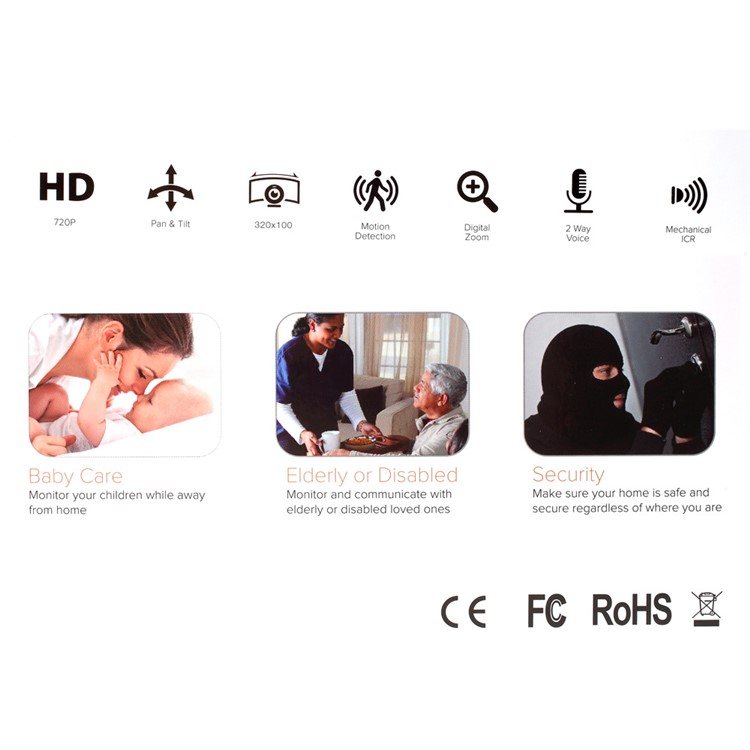 DULCII CCTV 720P WiFi IP Camera Support P/T P2P APP Control OEM (DC-366) - EU Plug-4