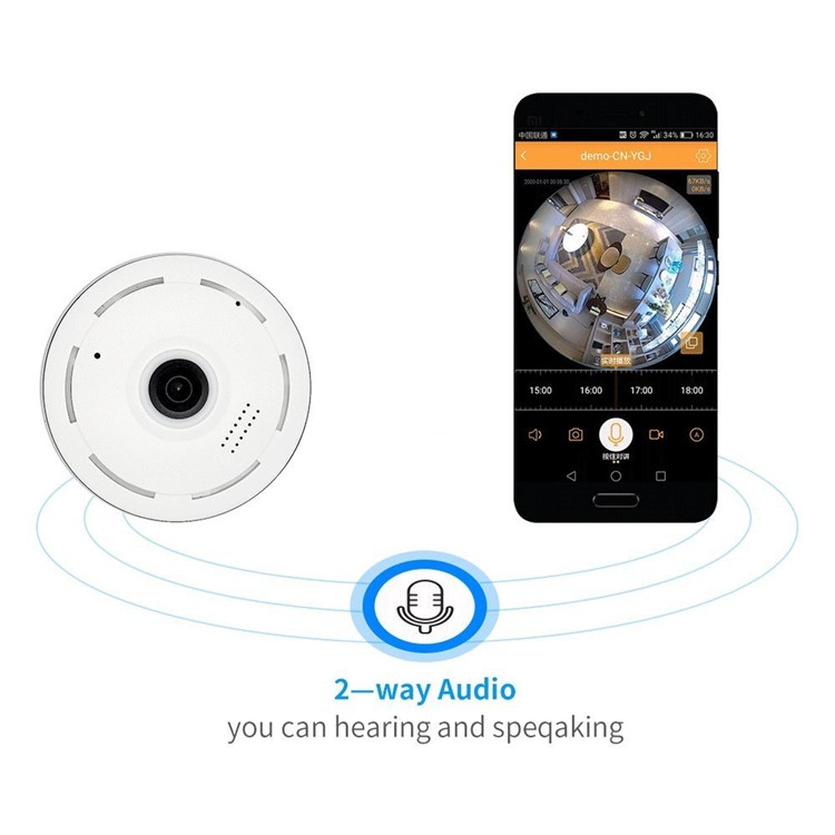 960P WiFi Wireless HD 360 Degree Fisheye IP Network Camera Support Night Vision - EU Plug-1