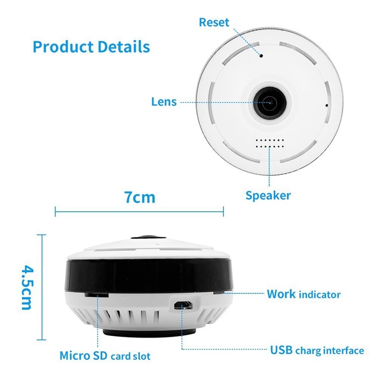 960P WiFi Wireless HD 360 Degree Fisheye IP Network Camera Support Night Vision - EU Plug-6